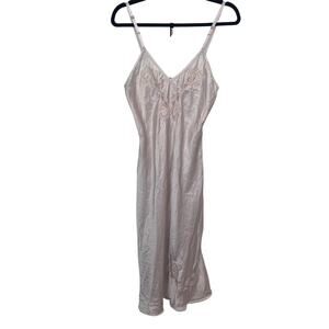 Barbizon Beige Satin Lace Trim Negligee Nightgown Est Small Adjustable Straps